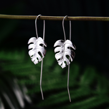 Boucles d'oreilles feuille de Monstéra Argent